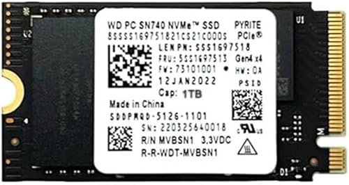 SN740 Black 1TB M.2 2242 42mm PCIe Gen 4 x4 TLC PC NVME SSD, for Lenovo thinkpad X1 Nano Titanium Flex E14 E15 gen 4, Ideapad Gaming Laptop Ultrabook Tablet - Internal Solid State Drive (OEM New)