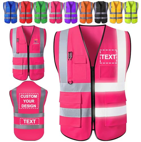 Gilet de sécurité personnalisé Gilet de sécurité réfléchissant haute visibilité Logo personnalisé avec poches Fermeture éclair Classe 2 pour hommes Travail de sécurité