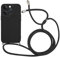 Phoona Crossbody Lanyard Case for iPhone 15 Pro Max 6,7 with Strap, Necklace Mobile Phone Cover with Adjustable Neck Strap, Ultra Soft Silicone Shockproof Protective Case with Neck Cord-Black