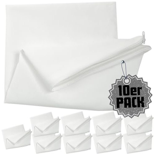 Qooltex Kissen inlett ohne Füllung 50x80 cm 10er Pack Set - 100% Baumwolle mit Reißverschluss - Leere Innenkissen Kissenbezug Kissenhülle Weiß - Viele Größen