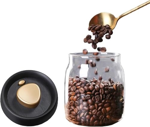 RROAD Coffee Storage Container Vacuum Seal for Jars, Glass Kitchen Storage Jars, Coffee Canisters with Airtight Lid Seal, Food Storage Containers - Perfect for Coffee Beans, Tea, Sugar (900ml)