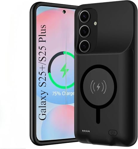 Fraternize 10000mAh Magnétique Coque Batterie pour Samsung Galaxy S25+/S25 Plus étui de Charge Portable Rechargeable avec et Chargeur sans Fil Pris en Externe Chargeur Portable Coques d'alimentation