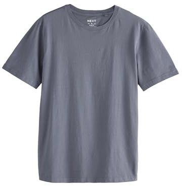 NEXT Herren Schmale Passform Slim Fit Rundhals-T-Shirt Grau Schiefer XXL
