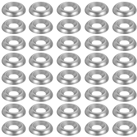 PATIKIL #8 Finish Countersunk Washer, 100pcs 304 Stainless Steel Flat Cup Head Screw Gasket Bolt for Mechanical Accessories Parts DIY Models, Silver Tone