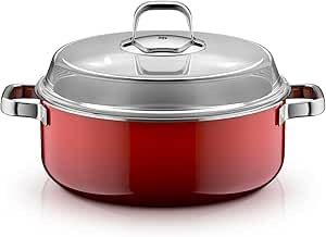 WMF Fusiontec Mineral Pro, Schmortopf mit Deckel, 28 cm, langlebig, kratzfestes Material, Bräter Induktion, für alle Herdarten geeignet, Made in Germany, Passion Red, 0519625290