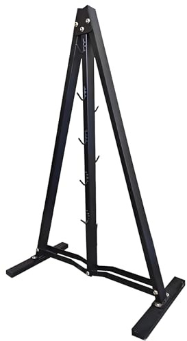 Assembly Steel Lat Pull Down Bar Gym Accessory Rack, 56.5cm Detachable Cable Attachment Storage with 8 Hooks, Black Portable Gym Attachment Organizer