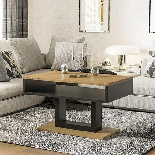 TILO Modern Compact Table 100 60 58 cm Stable Laminated Board Design with Extra Storage Shelf Artisan Oak