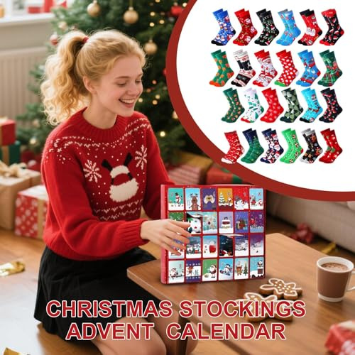 Calendrier De L Avent,Incontournable De L'Hiver,Chaussettes Originales De Calendrier De L'Avent 24 Jours | Pour Femmes Jeunes Grands Parents Famille Amis