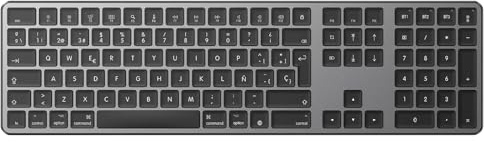 OMOTON Teclado Inalámbrico Bluetooth para Mac, Recargable, Español | Numpad, 3 Canales Multi-Dispositivo, Compatible con MacBook Air/Pro/iMac, Diseño Ergonómico