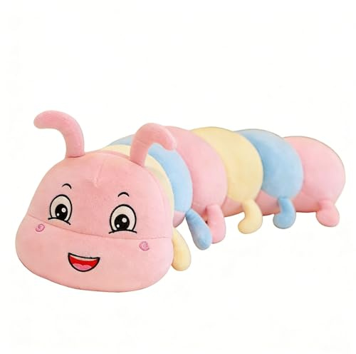 Raupe Nimmersatt Kuscheltier, Regenbogen Raupe Plüschtier, Süßes Buntes Raupenspielzeug, Stofftier zum Kuscheln & Spielen, Raupenkissen Plüschpuppen Tolles Geschenk für Jungen Und Mädchen (120cm,Rosa)