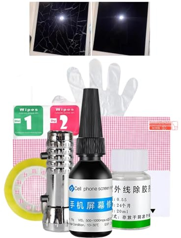 Eoixuqba Display Reparatur Set, Kratzer Entferner, UV Kleber Für Handy Display, Füllt Risse & Sprünge, Mobiltelefonbildschirm Reparaturflüssigkeit Für Smartwatches Tablets Und Smartphones