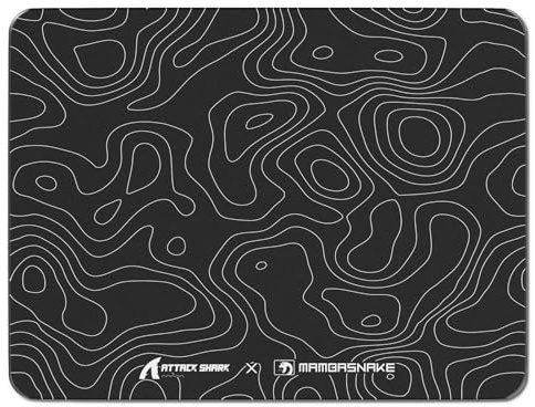 ATTACK SHARK CM05SE Tapis De Souris en Verre Trempé, 9H Dureté Anti-Rayures, Surface Ultra-Lisse Gravée Nano, Base PU Antidérapante, Haute Précision, Déplacement Rapide, 410×310×5mm - Contour Noir
