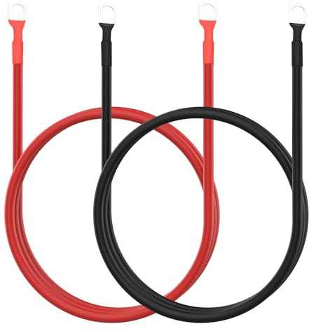 TIENFOKOTA 10 AWG Battery Cable 10 Gauge Pure Copper Wire with 5/16 Lug Terminals,Optimized as Inverter Cables​ for Cars,RVs,Battery and 12V/24V Solar Systems,3.3FT 1 Pair