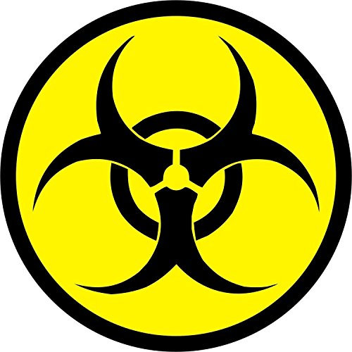 Aufkleber Biohazard I rund Ø 10 cm I Warnung vor Biogefährdung I Warnaufkleber mit Gefahren-Symbol I gelb schwarz I wetterfest I UVLaminat kfz028