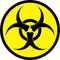 Aufkleber Biohazard I rund Ø 10 cm I Warnung vor Biogefährdung I Warnaufkleber mit Gefahren-Symbol I gelb schwarz I wetterfest I UVLaminat kfz028