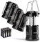 Vont Paquete de 4 faroles LED para camping, kit de supervivencia para huracán, emergencia, tormenta, apagones, linterna portátil para exteriores, color negro, plegable (pilas incluidas)