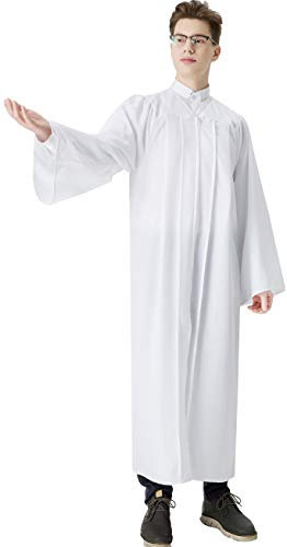 IvyRobes Robe de Clergé Mat Choir Robes Robe de Confirmation pour Baptêmes à Manches Ouvertes Unisex Adultes Blanc