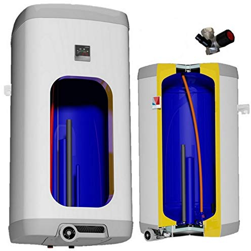 Elektrischer Boiler Warmwasserspeicher Elektrospeicher eckig wandhängend Heizleistung 4 kW verschleißfreier Keramikheizstab in der Größe 80 L Liter