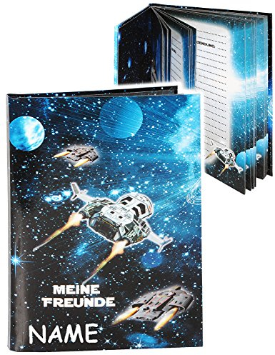 Meine Freunde Buch - Weltraum - Space - Raumschiff - incl. Name - Schule & Kindergarten/Vorschule Kita - dick gebunden - für Schulfreunde Poesie A5 Soft..