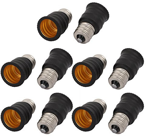 sourcing map 10pcs E12 to E14 Lamp Extender Adapter Converter Light Bulb Socket Holder Black