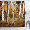ABAKUHAUS Herbst Duschvorhang, Weiße Birken Serenity, Stoffliches Gewebe Badezimmerdekorationsset mit Haken, 175 x 200 cm, Orange Grün