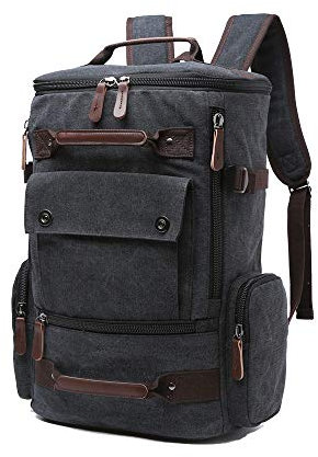Canvas Backpack with 15.6 Laptop Compartment - Ideal for Men & Women Multiple Pockets for Travel, Outdoor Activities, and School Use Black