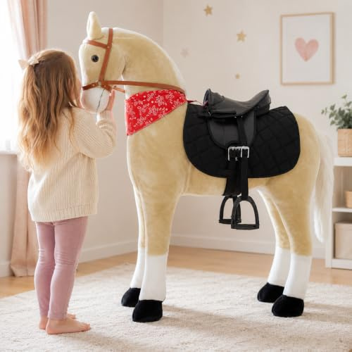 Sweety Toys 11117 Plüsch Stehpferd Reitpferd XXL 125 cm | robustes Pferd zum Reiten für Kinder