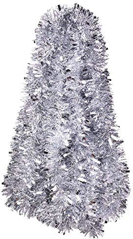 FINGOOO Silver Christmas Tinsel Garlands 6 Metres Chunky Xmas Tinsel for Christmas Tree Home Office Decoration