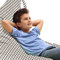 ABAKUHAUS Abstract Toy Bag Lounger Chair, Rhythmic Mesh Design Nets, High Capacity Stuffed Animal Storage with Handle, Champagne Charcoal Grey