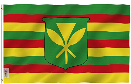 Drapeau en polyester KanaKa Maoli Fly Breeze 3x5 pieds ANLEY - Couleurs vives et résistantes à la décoloration - Drapeaux hawaïens autochtones avec œillets en laiton 3 x 5 pieds