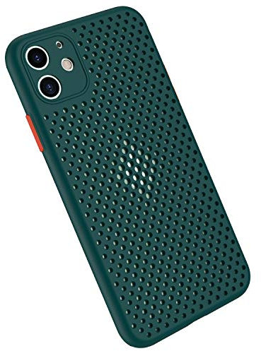 Rdyi6ba8 Coque pour iPhone 11, Étui en Silicone Souple Maille et Respirant Ultra Fine et Léger avec Fonction Dissipation de La Chaleur pour iPhone 11 - Vert Foncé