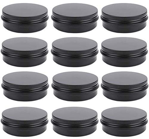 Lot de 12 pots ronds rechargeables en aluminium de 60 ml avec couvercle à visser pour épices, sauces, poudres ou bonbons
