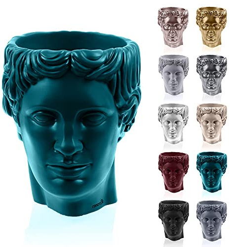 CONCRETTE Vaso da fiori in calcestruzzo Hermes | Ø 12 cm | Dark Turquoise | Vaso per piante in cemento | fatto a mano nell'Unione Europea