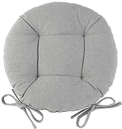 Harbour Housewares Grey Seat Pad for Dining Chair - 40 x 40cm - Round Garden Seat Cushions with Ties Soft Padded Pillow Indoor Kitchen Cushion Outdoor Patio Garden Chair Pads