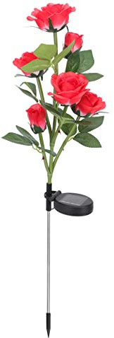 Rosenblütenlicht Solarlampe 1 Stück Kunststoff Realistisch für Garten | Solarbetrieben, ohne Verkabelung, Installieren, Dekorative Leuchte für Garten und Party