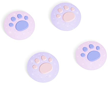 DLseego 4 PCS Joy Con Daumen Griffkappe für Switch/Switch Lite/Switch OLED, Kawaii Niedliche Silikon Analog Daumen Stick Abdeckung - Rosa+Lila