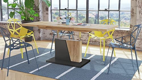 Mazzoni Grand Noir Couchtisch ausziehbar höhenverstellbar 120/180cm in Eiche Gold/Anthrazit matt modern vielseitig Wohnzimmertisch Esstisch Beistelltisch Sofatisch platzsparend hochwertig Wohnzimmer