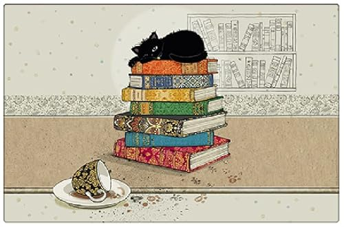 Tischset mit einer schlafenden Katze auf Büchern