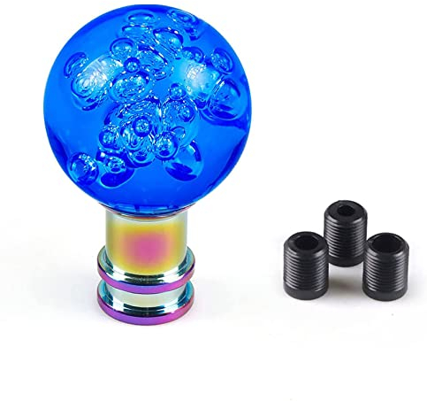 Torcarvh Schaltknauf runder Kugelschaltknauf, kristallklarer Bubble-Schalthebel, passend für Fahrzeuge mit Universal-Schaltgetrieb (Navy blau)