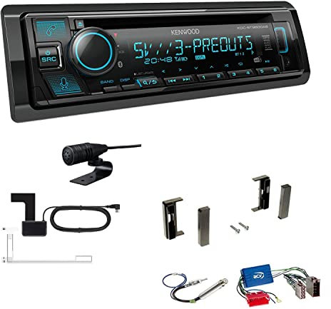 Kenwood KDC-BT960DAB 1-DIN Autoradio CD-Tuner mit Bluetooth Digitalradio DAB+ inkl. Einbauset kompatibel mit Audi TT 1998-2006 schwarz