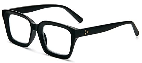 MMOWW Occhiali da Lettura Rettangolari - Oversized Square Frame Anti Luce Blu Occhiali donna uomo (Nero, +2.0) | Occhiali da Lettura Rettangolari - Oversized Square Frame Anti Luce Blu Computer Occhiali Vista donna uomo (Nero, +2.0)