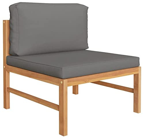 Chusui Mittelsofa mit Dunkelgrauen Kissen, Lounge Sofa Outdoor, Garten Loungemöbel, Gartensofa, Gartenlounge, Balkon Set Möbel, Massivholz Teak