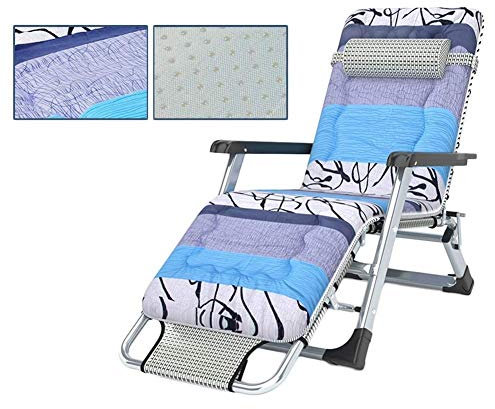 Klappstuhl Zero Gravity Verstellbare Terrassenliege Büro-Klappstuhl Geeignet für Gärten, Höfe, Schwimmbäder, Stützsessel mit 200 kg (Color : Silver+rutschfestes Wattepad)