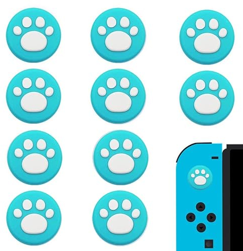 LJFEA Silicone Cat Paw Joystick Caps, Compatible with Nintendo Switch, Switch Lite, 10PCS Joystick Grip Caps, Replacement Thumb Grip Caps, Soft Silicone Simulated Thumbstick Caps
