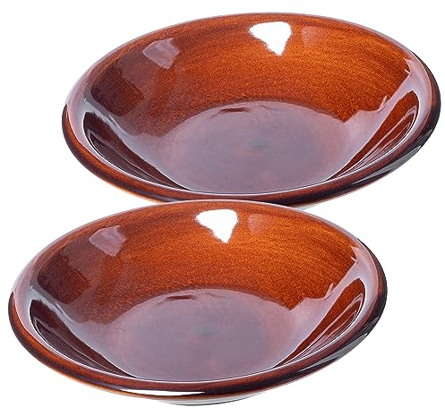 KADAX Essteller, Teller aus Ton mit Keramikschicht, Spülmaschinenfeste Speiseteller, flache Essteller, Servierteller für Frühstück, Kuchen, Desserts (Tief, 2 Stück)