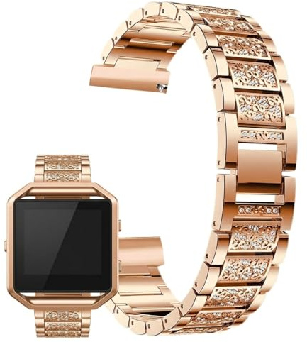 Hemobllo 20mm 22mm Quick Release Watch Strap for Women, Bling Diamond Rhinestone Metal Watch Band, Elegant Jewelry Bracelet Replacement Wristband for Smartwatch, Rose Gold