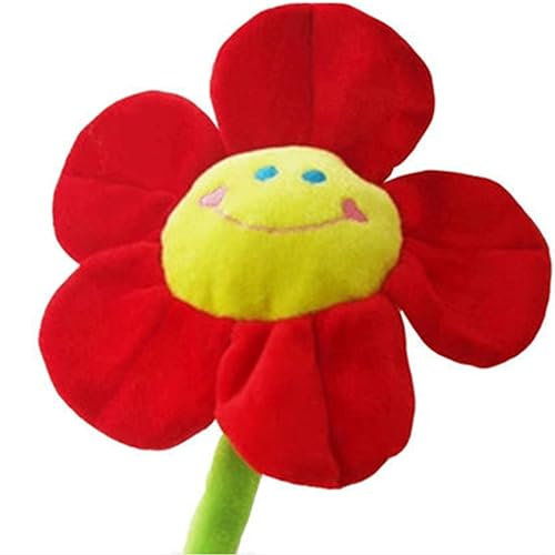 Justkeji Bouquet di fiori artificiali ripieni, bouquet di girasoli in peluche con steli pieghevoli, fiori farciti decorazione per la casa per matrimoni, feste, compleanni, Natale (45,7 cm, rosso)