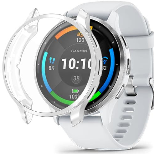 Hülle Kompatibel mit Garmin Venu 3 Schutzfolie Schutzhülle, Flexibles TPU Displayschutz Case Kratzfest Abdeckung Schutz Gehäuse für Garmin Venu 3 45mm Smartwatch (Silber)