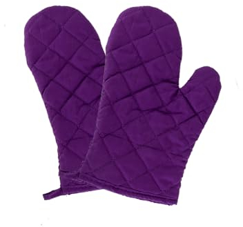 Ofenhandschuhe 1 Paar Hitzebeständige Mikrowellen-Ofenhandschuhe mit Aufhängeschlaufe, rutschfeste Küchenhandschuhe zum Grillen Kochen Backen (lila)