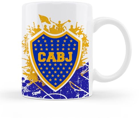 Taza de cerámica de boca personalizada con nombre, regalos para fanáticos del futbol todos los equipos 325 ml para café, té, apta para microondas y lavavajillas (Boca)